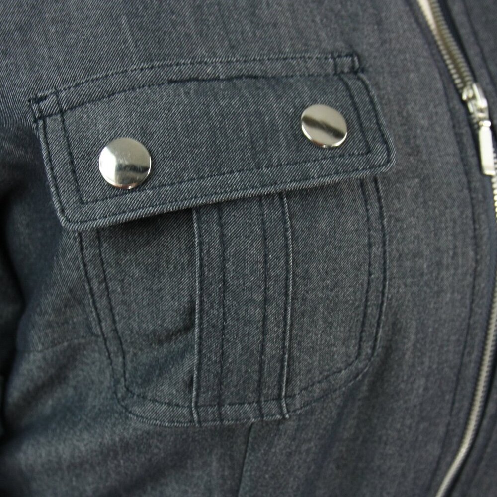 Sharagano Petite Zip Front Belted Pockets Chambray Shirtwaist Dress 4P 70s Style - Picture 4 of 11